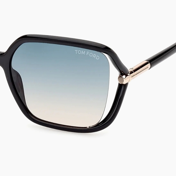 Tom Ford Solange 2 Black and Gold Sunglasses With Blue Tinted Lenses - Picture 4 of 8